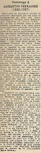 AUGUSTIN FERRANDO 1880-1957 (17) Journal d'Alger 16 janvier 1959